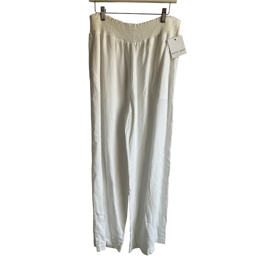BELLA DAHL PANTS WOMENS SIZE XLARGE SMOCKED WAIST WIDE LEG WHITE NEW MSRP $150 - Picture 5 of 14